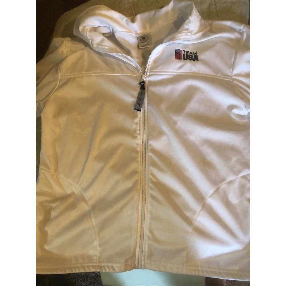 Team USA Warm Up Jacket White‎ Size Large Used Olympics